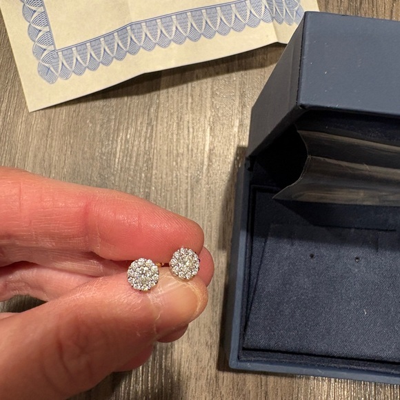 Costco White Gold and Diamond Floral Earrings - Picture 2 of 2